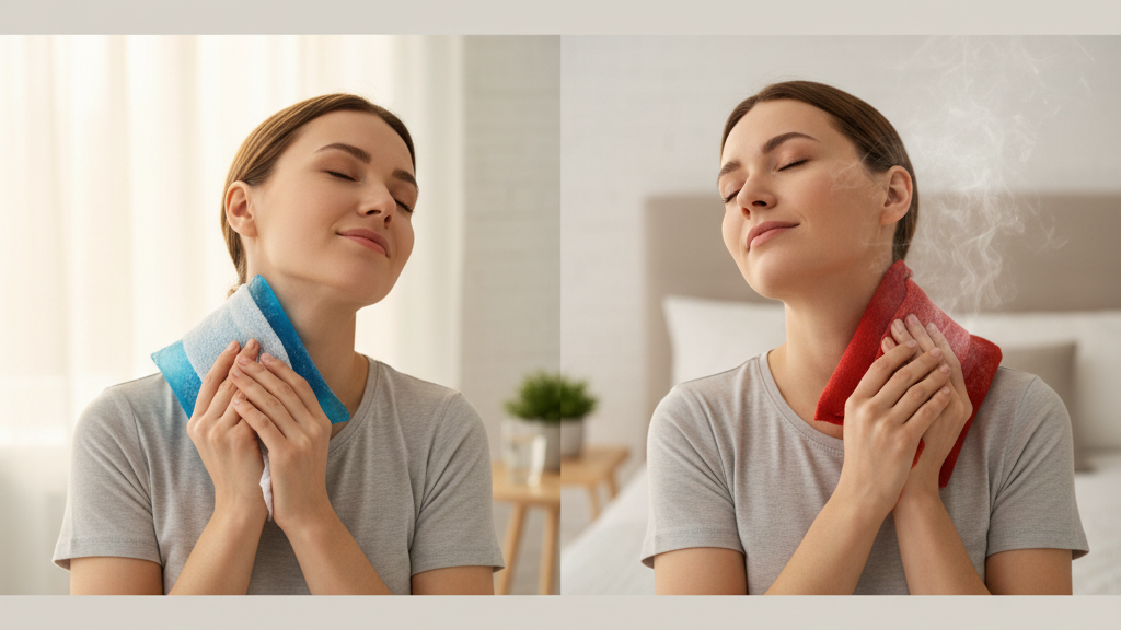 Aplicación de frío y calor para el dolor de cuello