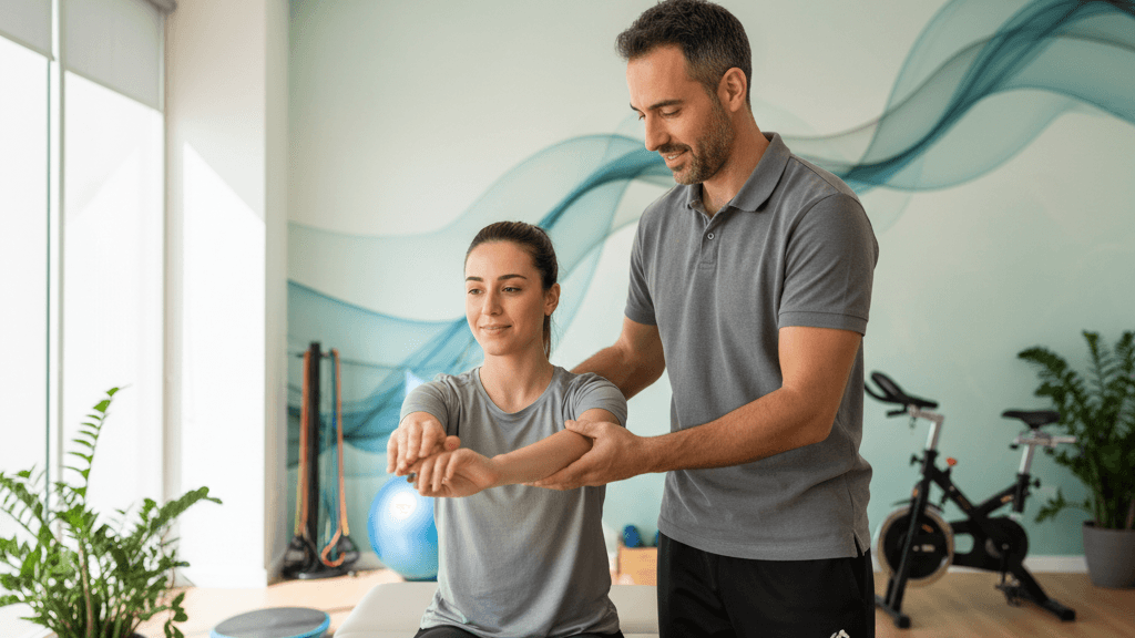 Valoración personalizada del mejor fisio en Murcia para recuperación, Andrea Palazzolo evaluando al paciente