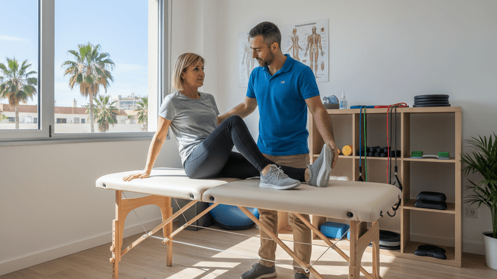 Fisioterapeuta Murcia realizando evaluación de postura y palpación del pecho