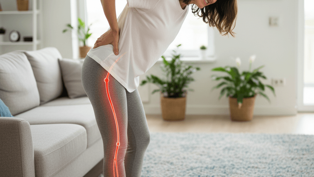 Diagrama del nervio ciático y su recorrido desde la lumbar hasta el pie