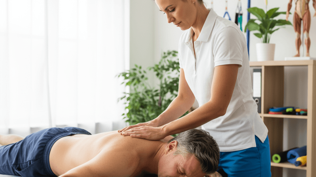 Fisioterapeuta aplicando técnicas manuales para aliviar el dolor de Ciática