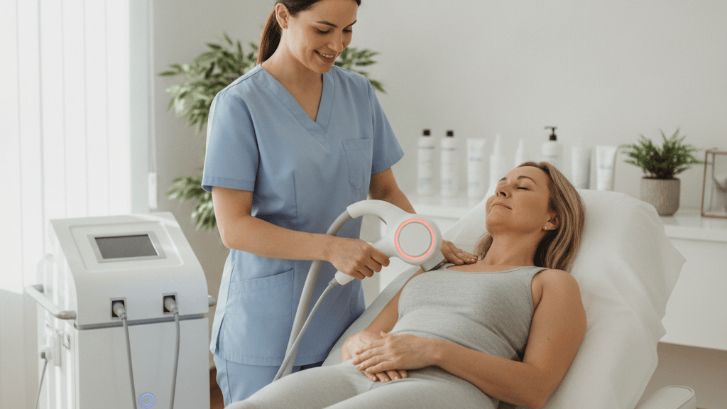 Equipo de radiofrecuencia INDIBA utilizado en fisioterapia