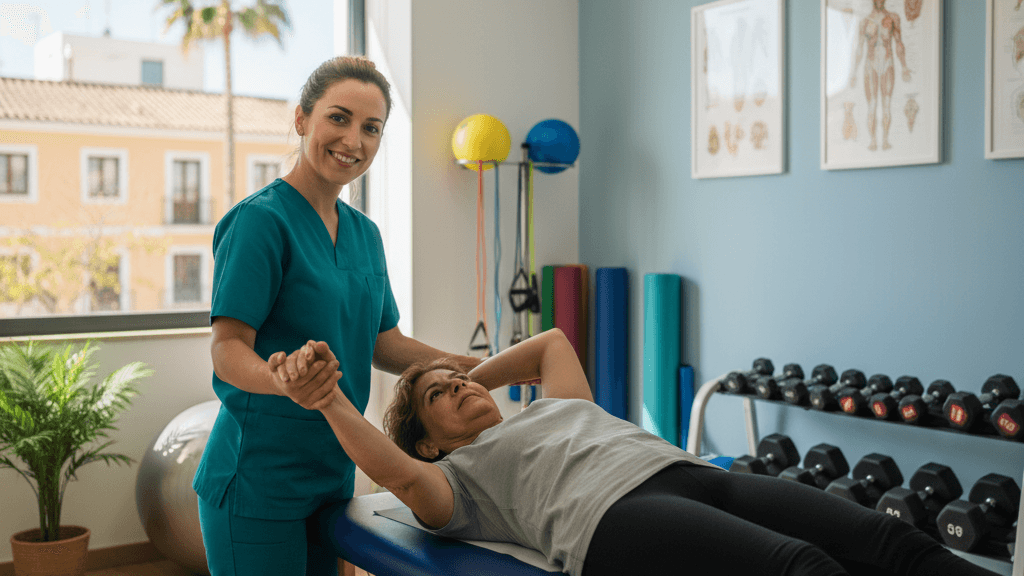 Fisioterapeuta en Murcia evaluando la postura cervical de un paciente